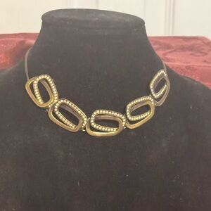 Touchstone Crystal Elegant Gold Necklace with Oval Accents